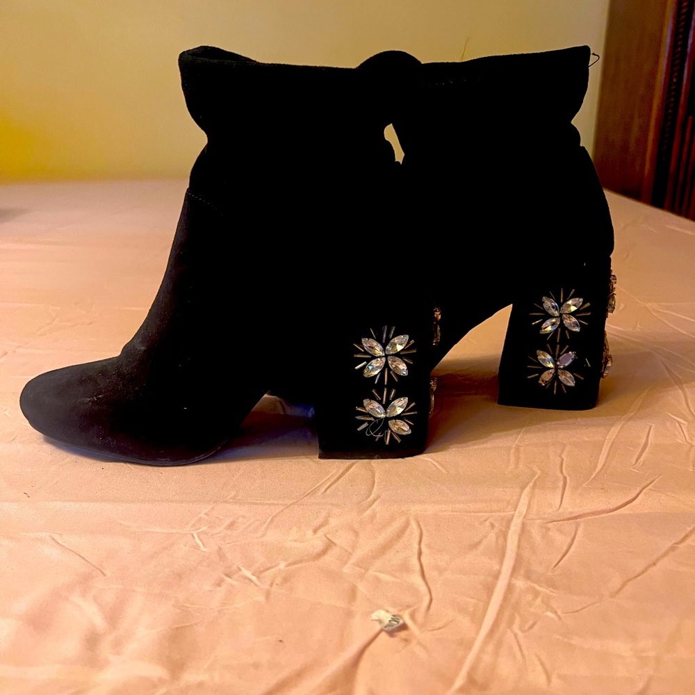 Black Embellished Ankle Boots
